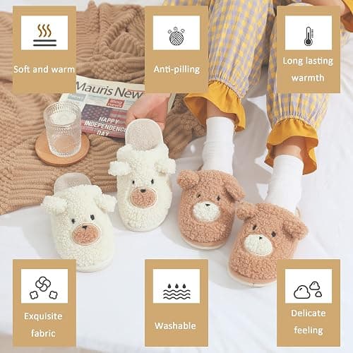 Jbciuds Bear Slippers for Women - Cute Fluffy Memory Foam House Shoes - Warm Plush Anti-Slip Animal Slippers for Indoor & Outdoor thumbnail 3