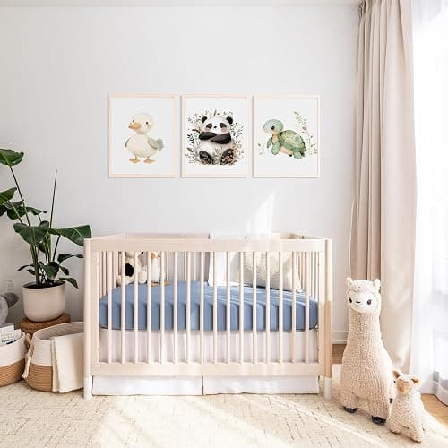 ROMY RO Muslin Crib Sheets, 100% Organic Cotton, Breathable and Ultra-Soft, Standard Crib Sheet Mattress (28"x 52") for Girls and Boys, Neutral Fitted Baby Crib Sheet (Blue) thumbnail 4