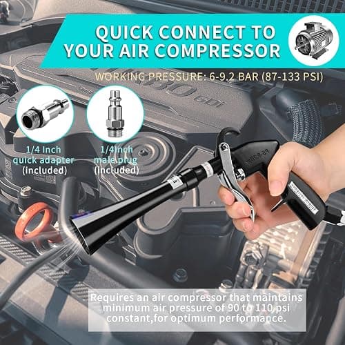 GOCCIDA Tornado Dry Cleaning Gun with Brass Adjustable Air Flow Nozzle,Air Blower Gun Quickly Blasts Dirt and Dust from Surface Works with Air Compressor Black thumbnail 2