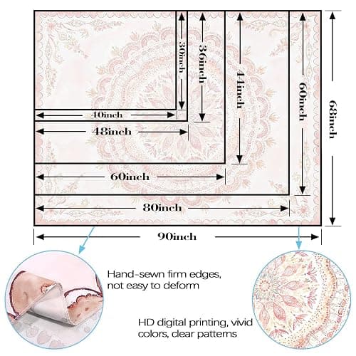 Fowocu Boho Floral Mandala Tapestry Wall Hanging Pink Bohemian Flower Medallion Tapestry Aesthetic Watercolor Hippie Indian Large Tapestries for Bedroom Living Room Dorm Decor 80 x 60 Inch thumbnail 7