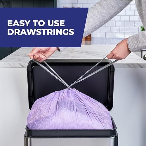 Hefty Ultra Strong 13 Gallon Trash Bags, Tall Kitchen Trash Bags 13 Gallon Size, Resist Leaks, Punctures, and Rips, Continuous Odor Control, Purple, Fabuloso Scent, 110 Bags thumbnail 5