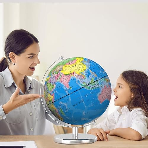Orionstar 13" Large World Globe with Stand, Educational Globe for Kids Learning, Colorful HD World Map Details, Illuminated Globes Lamp with Stable Heavy Metal Base, LED thumbnail 4