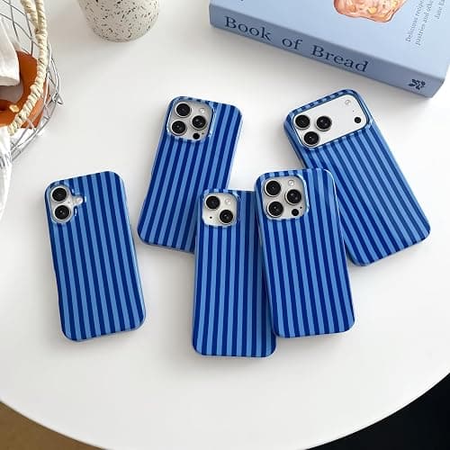 Yeddabox for iPhone 14 Case with Magsafe Striped Phone Case for Women Girls, Navy Blue thumbnail 7