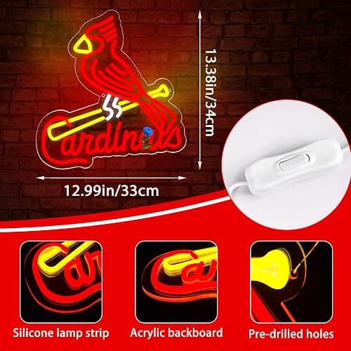Baseball Neon Sign for Wall Decor Baseball Team Led Neon Sign for Man Cave Bedroom Sport Club Garage Party Bedroom Dorm Birthday Gift for Fans Size 13 * 13.4 In(ZYLD134) thumbnail 3