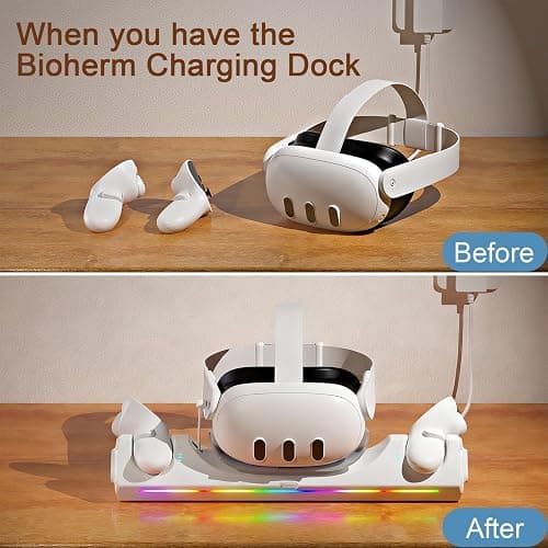 Charging Dock for Oculus/Meta Quest 3S,Oculus/Meta Quest 3 Magnetic Charging Station for VR Headset Controllers,with 2 Rechargeable 2100mAh Batteries, USB-C Charger, LED Indicator thumbnail 7
