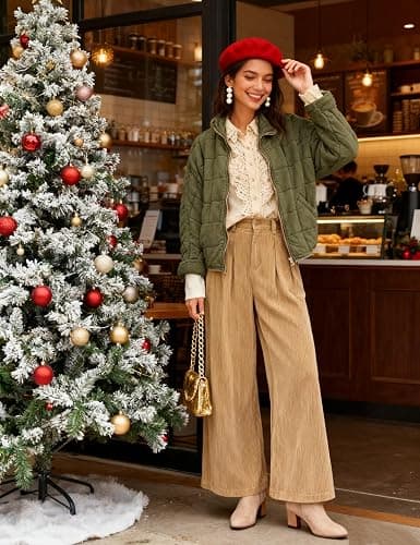 Wefebi Womens Dolman Quilted Lightweight Jackets Full-zip Stand Collar Loose Warm Winter Outwears with Pockets thumbnail 6