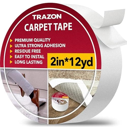 Carpet Tape Double Sided - Rug Tape Grippers for Hardwood Floors and Area Rugs - Carpet Binding Tape Strong Adhesive and Removable, Heavy Duty Stickers Grip Tape, Residue Free (2 Inch / 12 Yards) - Image 1