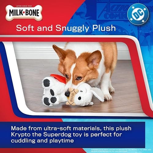 DC Comics Superman Krypto The Superdog Plush Dog Toy – Soft Squeaky Dog Toy with Crinkle Sounds, Cape & Milk-Bone Treat Design, 7.5 Inch thumbnail 4