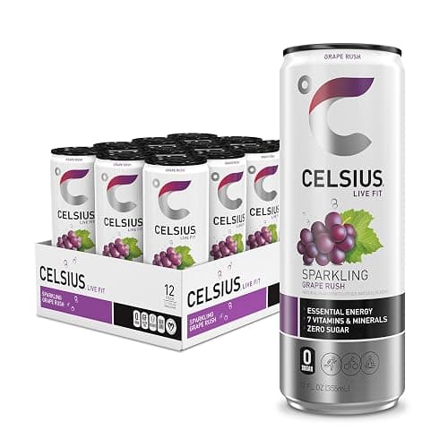 CELSIUS Sparkling Grape Rush, Functional Essential Energy Drink 12 Fl Oz (Pack of 12) - Image 1