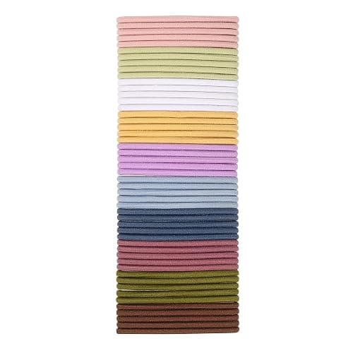 Sderoq 50PCS Womens Elastics Hair Tie, 4mm Colorful Ponytail Holders Hair Bands for Medium to Thick Hair, Curly Hair thumbnail 3