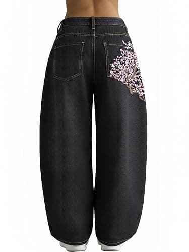 EMMIOL Women Y2K 90S Hip Hop Baggy Jeans Boyfriend Wide Leg Denim Pants Mid-High Rise Loose Streetwear Outfits thumbnail 4