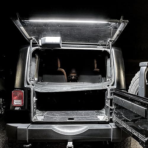 BooYu RGBW Rear Glass Lift Gate Dome Led Light Bar RF Wireless Remote Tailgate Camping Lights Rear Cargo Liftgate Interior Overhead Light Compatible with Jeep Wrangler YJ TJ JK JKU JL JLU 2/4-Door thumbnail 2