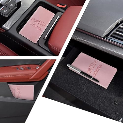Peisicne Car Registration and Insurance Card Holder for Women Men, Pink Glove Box Paperwork Organizer with Magnetic Buckle for Easy Access and Protect Documents and Various Cards in Vehicle thumbnail 6