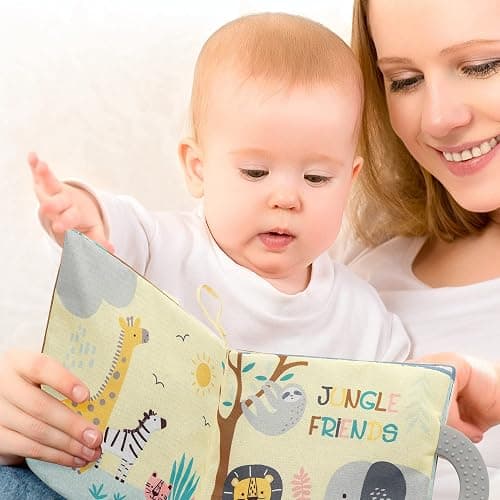 Lambs & Ivy Jungle Friends Developmental Soft Book & Elephant Plush Toy Gift Set thumbnail 2