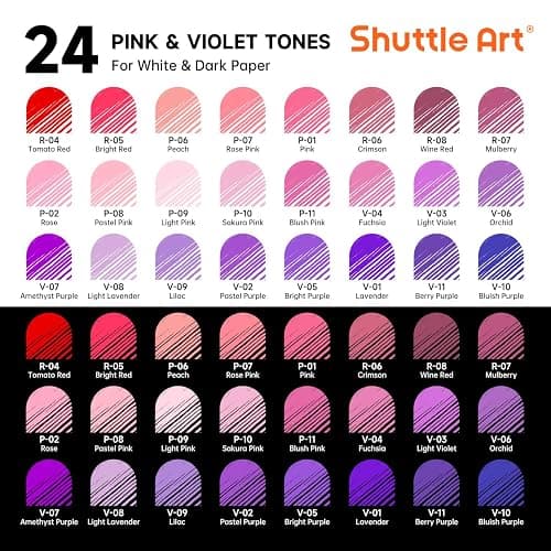 Shuttle Art Colored Pens, 24 Pink & Purple Tone Colors Cute Journal Pens 0.6mm Fine Point Colored Gel Pens for Black Paper Adult Coloring Writing Drawing Journaling Note Taking School Office Home thumbnail 3