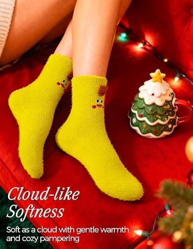 Fluffy Fuzzy Plush Sleeping Slipper Socks thumbnail 4