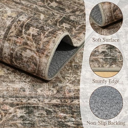 NoiFamo Washable Rugs for Living Room: 8x10 Area Rugs for Bedroom Ultra Soft Non-Slip Stain Resistant Vintage Boho Large Carpet for High-Traffic Dining Room - Farmhouse Decor thumbnail 7