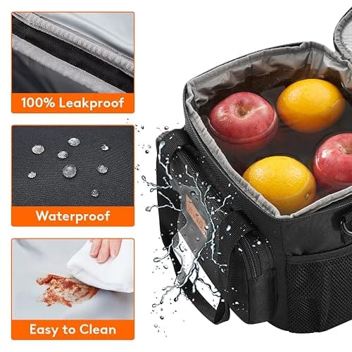 Lifewit Medium Lunch Bag, Insulated Lunch Box, Soft Cooler Cooling Tote for Adult Men Women, Black 12-Can (9L) thumbnail 6