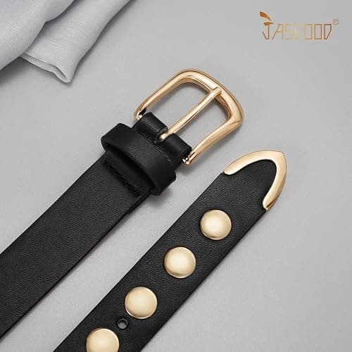 JASGOOD Women Fashion Leather Belt Punk Studded Belt for Jeans Pants Dresses thumbnail 5