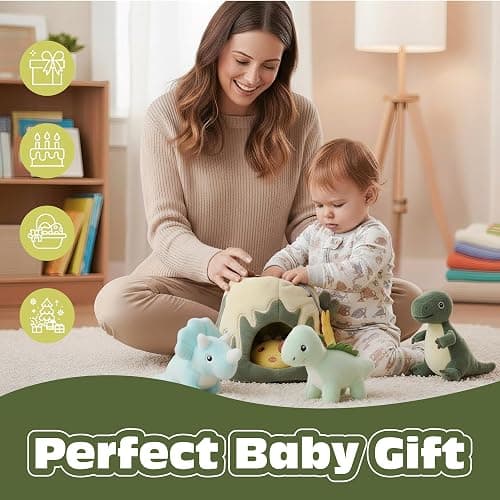 PIIKAGO Baby Toys 6-12 Months – My Little Volcano with 5 Stuffed Dinosaurs, Montessori Toy with Rattle, Crinkle, Squeaker, Sensory Toys for Toddlers 1-3, Early Development Christmas Birthday Gift thumbnail 5
