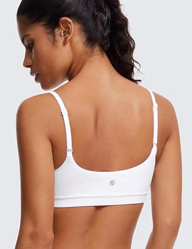 CRZ YOGA Butterluxe Scoop Neck Sports Bras | Light Support, Removable Pads, Yoga, Extremely Soft, U Back, Adjustable Spaghetti Straps, for Women thumbnail 3