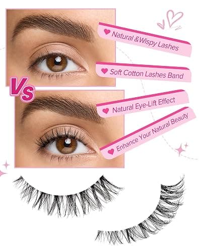 Jiocolor Cat Eye Lashes Wispy Fake Lashes Clear Band Strip Lashes ZT20 | Lashes Natural Look Short Eyelashes Clear Band False Eyelashes 7 Pairs thumbnail 4