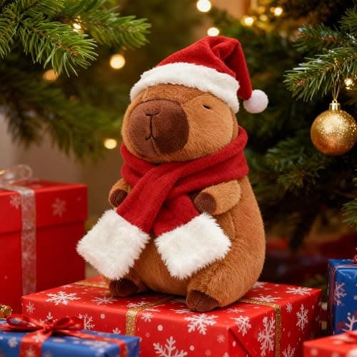 redaica 10in Christmas Capybara Plush,Cute Capybaras Christmas Stuffed Animal,Soft Kawaii Capibaras Plushies Toy Capybara Birthday Party for Kids Boys Girls thumbnail 3