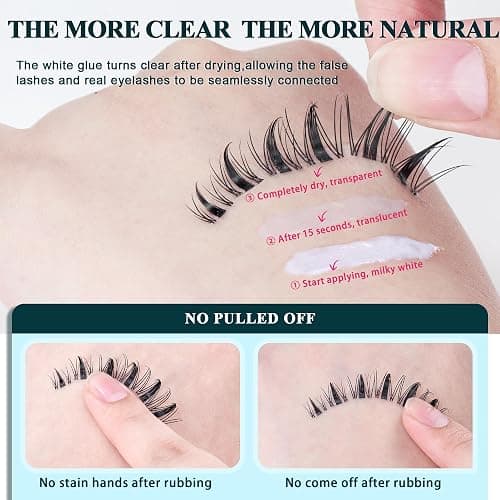 Vasa Muse Premium Lash Clusters Kit - 10-16mm Wispy Natural & Fairy Spiky WideSpan Individual Eyelash Clusters 0.05mm Ultra-thin Invisible band Eyelash Extension Kit with Bond Seal for Starter DIY thumbnail 6