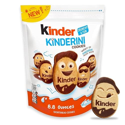 Kinder Kinderini Shortbread Cookies, Crunchy Biscuits Snack with Fun Expressions, Resealable Bag, 8.8 oz - Image 1