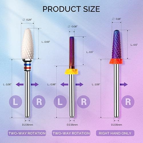 MelodySusie 3Pcs Nail Drill Bits Set, 3/32'' Carbide Tungsten Ceramic Bits, Flame, Nature Nail Buffer and Cone Shape Bits, Suitable for Manicure Pedicure Cuticle Gel Acrylic Remover thumbnail 8