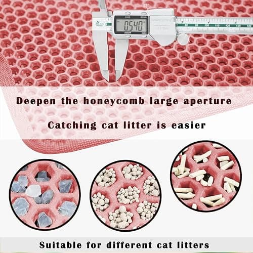 HCY&WLD Cat Litter Mat, Honeycomb Double Layer Cat Litter Trapping Mat, Waterproof Urine Proof Non-Slip, Scatter Control, Less Waste, Easier to Clean, Pink, 24" x 18" thumbnail 5