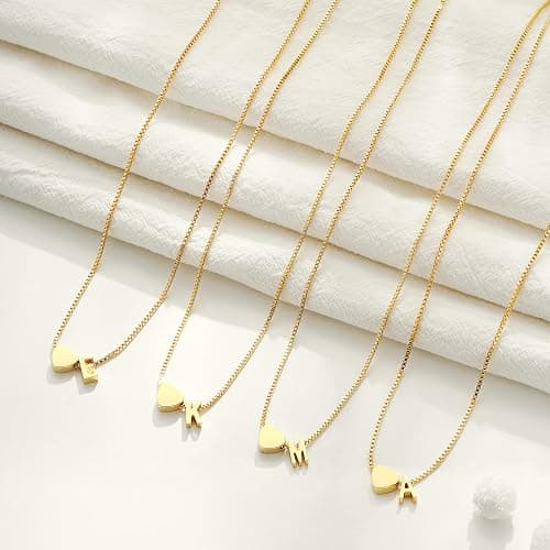 Eaciy Christmas Gifts for Grandkids Teens Girls, 18K Gold Plated Letter A-Z Heart Initial Necklaces for Women Teen Girl Trendy Stuff Birthday Gifts Stocking Stuffers for Teen Girls Women Jewelry thumbnail 5