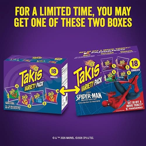 Takis 18 pc / 1 oz Variety Pack, Assorted Flavored Mixed Rolled Tortilla Chips – (5) Fuego, (5) Blue Heat, (4) Nitro, (4) Crunchy Fajitas thumbnail 3