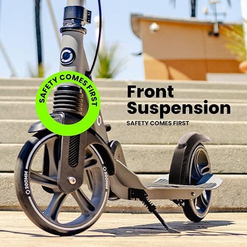 AERO MOBILITY Big Wheel Kick Scooter for Kids 6-12, Teens & Adults | Light Up Wheels | Hand Controlled Brake | Shock Absorption | Rubber Deck Mat | Foldable & Height Adjustable thumbnail 2