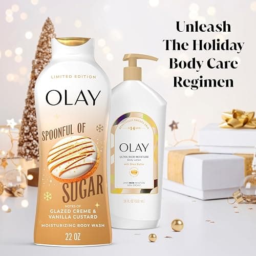 Olay Body Wash for Women, Hydrating & Moisturizing, Holiday Edition, With Plant Based Cleansers, B3 Complex, For All Skin Types, Spoonful of Sugar with Glazed Crème & Vanilla Custard Scent, 22 fl oz thumbnail 3