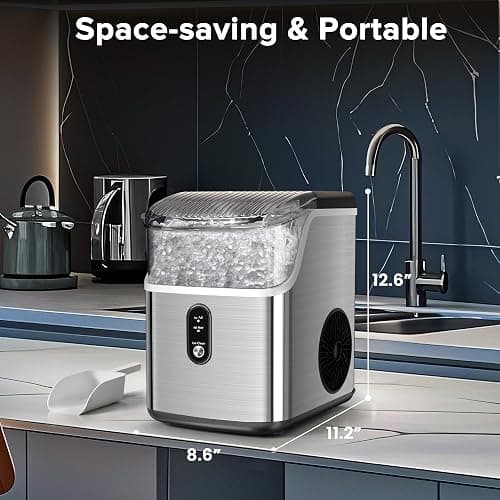 Electactic Countertop Nugget Ice Maker Pro - 34lbs/24H, Self-Cleaning Pellet Ice Machine with Soft Chewable Ice, One-Touch Operation for Home, Kitchen, Office (Silver) thumbnail 2