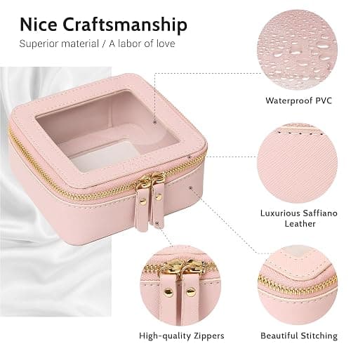 Aveniee Mini Clear Makeup Bag, Small Cosmetic Bags Travel Toiletry Pouch Organizer, TSA Approved Make up Case with Zipper, Car Bag for Essentials,Pink thumbnail 3