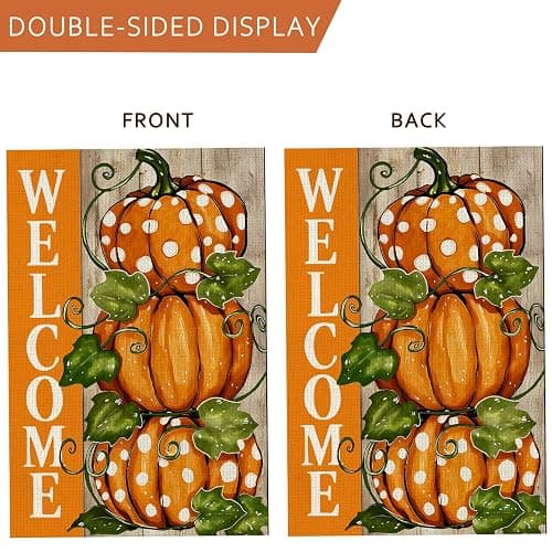 Fall Decorations Garden Flag 12x18 Inch for Outside Double Sided Weather & Fade Resistant Pumpkin Welcome Yard Flags Thanksgiving Outdoor Home Fall Decor thumbnail 4