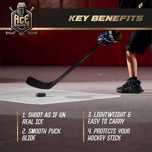 ACE HOCKEY Shooting Pad 24” x 48” - Shoot Like on Real Ice - Practice Shooting, Stickhandling, Passing Skills on 8 sqft - Convenient Off-Ice Training - Easy to Carry - Synthetic Ice Mat thumbnail 4