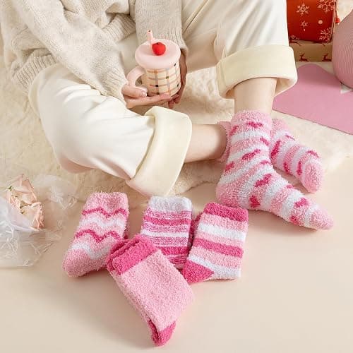 Nimalpal Fuzzy Socks for Women, Super Soft Warm Cozy Socks for Womens Winter 5 Pairs thumbnail 2