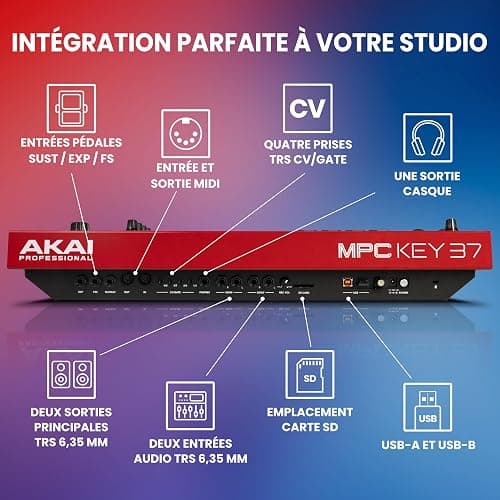 Akai Professional MPC Key 37 Synthétiseur de Production Autonome, Boîte à Rythmes, Clavier MIDI, avec Wi-Fi, Bluetooth, Écran Tactile, Plug-ins et Intégration Native Instruments thumbnail 3