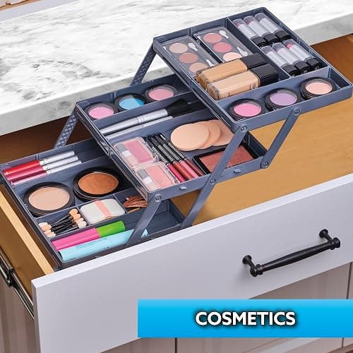 Ontel Smart Drawer Organizer, Multi-Level Jewelry and Cosmetics Storage, Black, 2.65 in thumbnail 3