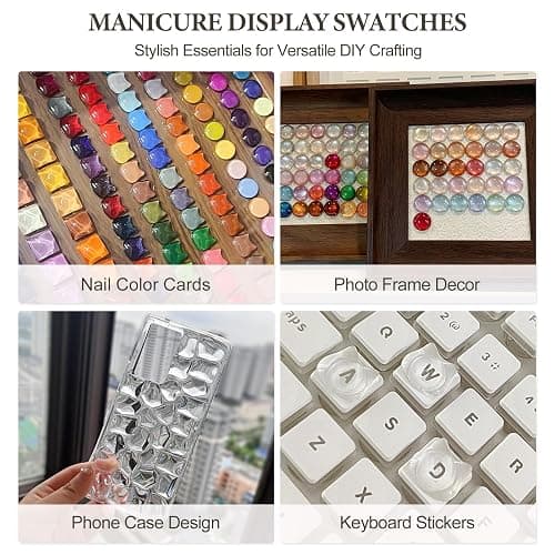 SUTOKAKA 240Pcs Solid Cat Shape Nail Polish Swatches Display Cards Crystal Clear Glassy Nail Color Swatch Dots Chart Tips for Nail Salon Training Practicing Beginners Professionals thumbnail 5