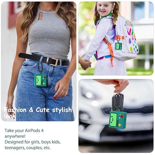 AirPod 4 Case Cover, KOREDA Cute Cartoon Game Case for Airpods 4th Generation (2024), Funny Kawaii 3D Cartoon Silicone Case for Women Girls (Green) thumbnail 7