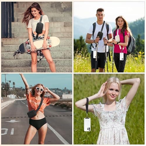 YFWE Clip and Go Strap for Phone with Wallet Crossbody, Adjustable Phone Lanyard with Detachable RFID Wristlet Wallet, Black (L) thumbnail 6