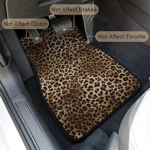 Leopard Print Car Floor Mats Set of 4,Leopard Animal Skin Pattern Vehicle Front Rear Carpets Mat Decorative Car Floor Carpets Rugs Non-Slip Auto Car Accessories Universal Fit for Car SUV Truck Van thumbnail 4