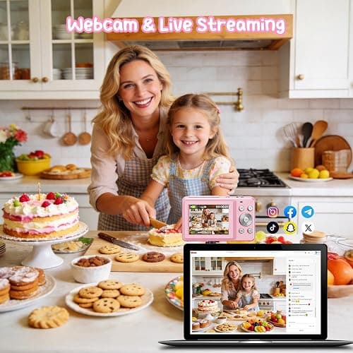 Digital Camera 1080P 44MP Vlogging Camera for Kids Teens, FHD Compact Portable Photo Camera with 2.4" Screen 16X Zoom, Anti-shake Mini Camera for Beginners Students Boys Girls-Pink（No SD Card) thumbnail 6