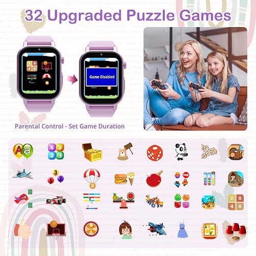 AIWIEP Kids Smart Watches Girls Gift for Age 5-12, Watch for Kids with 32 Games HD Touch Screen Video Camera Pedometer Music Player Flashlight 12/24 hr Toys for 5 6 7 8 9 Year Old Girl Birthday Gift thumbnail 3