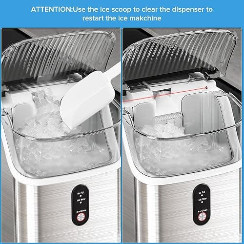 Electactic Countertop Nugget Ice Maker Pro - 34lbs/24H, Self-Cleaning Pellet Ice Machine with Soft Chewable Ice, One-Touch Operation for Home, Kitchen, Office (Silver) thumbnail 7