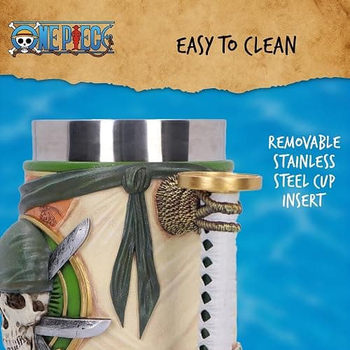 Nemesis Now One Piece Zoro Tankard 15.5cm - Officially Licensed Anime Resin Drinkware with Sword Hilt Handle, Zoro's Emblem, One Piece Logo, For Fans thumbnail 5